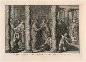 Helande av den lame mannen vid templets vackra port av Louis Sommereau