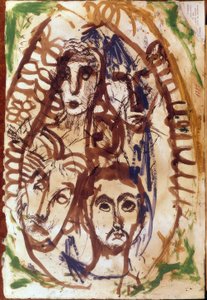 Drei Köpfe in einem Medaillon