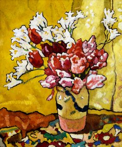Vas, tulpaner och vita blommor av Louis Valtat