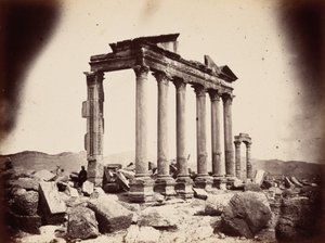 Mausoleum vid västra änden av kolonnaden, Palmyra ,1864 (foto) av Louis Vignes
