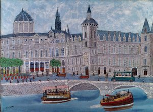 Utsikt över Justitiepalatset i Paris Målning av Louis Vivin (1861-1936) 1900-talets Paris, kommunalt museum för modern konst