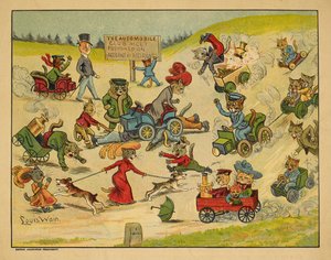 Katter i olika bilar. av Louis Wain