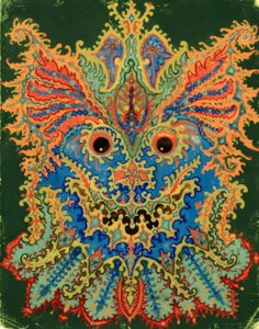 Kalejdoskopkatter: kattmönster på grönt av Louis Wain
