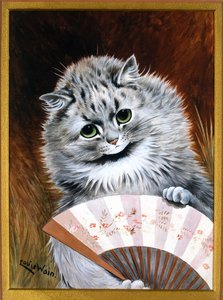 Flörten med fläkten (akvarell) av Louis Wain