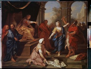 ""Solomons dom"" Två kvinnor hävdar att de är mor till samma barn. Målning av Louis de Boullogne den yngre (1654-1733) 1710 Pushkin Museum, Moskva