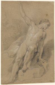 Naken man sitter på klippor av Louis de Boullogne the Younger