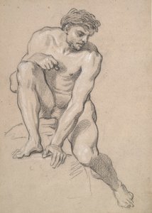 Studie av en manlig naken av Louis de Boullogne the Younger