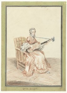 Porträtt av Madame de Montainville som spelar gitarr