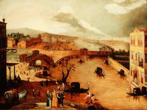 Scen Galante i ett flodlandskap (panel) av Louis de Caullery