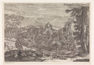 Landskap med tre munkar av Louis de Châtillon