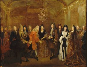 Ludvig XIV tar emot prins August, den blivande kungen av Polen och kurfursten av Sachsen, ca 1714.