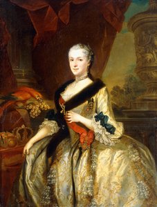 Porträtt av Maria Josepha, drottning av Polen, stående tre fjärdedels längd,