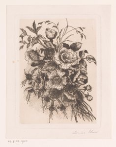 Blomma stilleben med rosor och anemoner av Louise Elsen (attributed to)