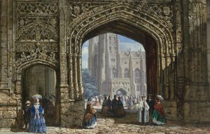 Canterbury Cathedral (akvarell med kroppsfärg på papper) av Louise Ingram Rayner