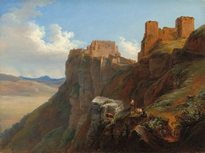 Utsikt över Castello di San Giuliano, nära Trapani, Sicilien, ca. 18241826.