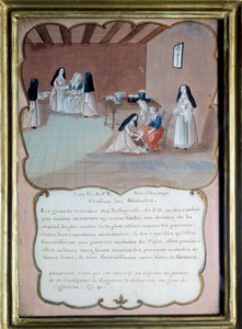 Jansenism "" Religiös i klostret Port royal des champs (Port-Royal-des-Champs) som tar hand om de sjuka"". Anonym gouache efter Louise Madeleine Cochin (1686-1767) Debut av 1700-talet. Port Royal, Musee Des Granges. av Louise Madelaine (after) Cochin