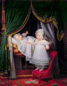 Henri-Charles-Ferdinand wa Artois (1820-83) Duke wa Bordeaux na Dada yake Louise-Marie-Therese wa Artois (1819-64) katika Tuileries swed