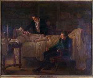 Marie Francois Xavier Bichat (1771-1802) döende omgiven av läkarna Esparon och Philibert Joseph Roux (1780-1854)
