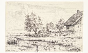 Landskap med bondgård