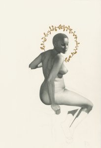 En graciös sittande nakenmodell