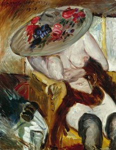 Italiensk kvinna i gul stol - Italiensk kvinna i gul stol, av Corinth, Lovis (1858-1925). olja på duk av Lovis Corinth