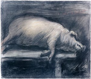The Slaughtered Pig Drawing av Lovis Corinth (1858-1925) New York, Museum of Modern Art