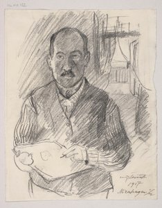 Självporträtt; verso: landskapsskiss av Lovis Corinth