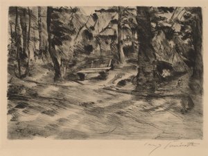 Bank im Walde II bänk i skogen II, 1917. av Lovis Corinth