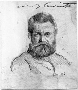 Porträtt framifrån av en äldre skäggig man av Lovis Corinth