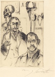 Dubbelporträtt med skelett av Lovis Corinth