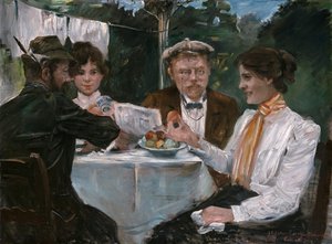 Frukost i Max Halbes trädgård av Lovis Corinth