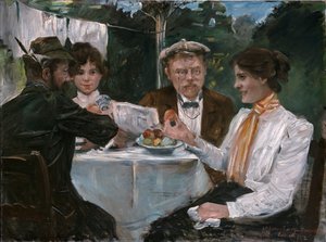 Frukost i Max Halbes trädgård av Lovis Corinth