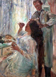 Tyska: Am Putztisch Charlotte Corinth vid sitt toalettbord av Lovis Corinth
