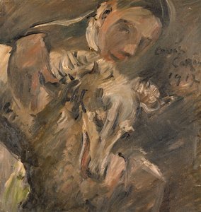 Max Mainer med en sibirisk vinthund, 1917 av Lovis Corinth