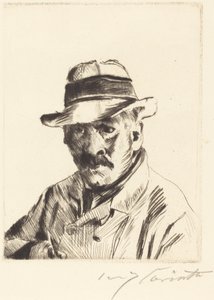 Självporträtt med stråhatt av Lovis Corinth