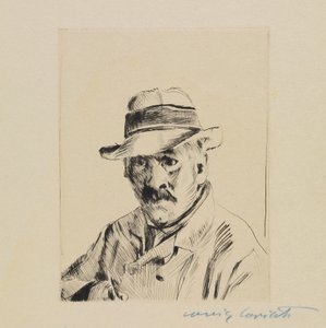 Självporträtt med stråhatt av Lovis Corinth