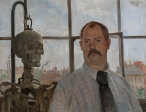 Självporträtt med skelett av Lovis Corinth