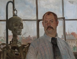 Självporträtt med skelett av Lovis Corinth
