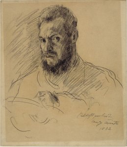 Självporträtt med helskägg, tecknande av Lovis Corinth