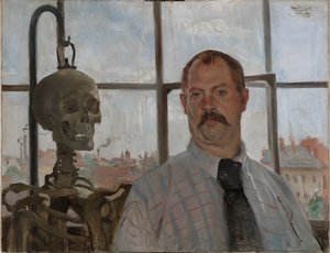 Självporträtt med skelett av Lovis Corinth