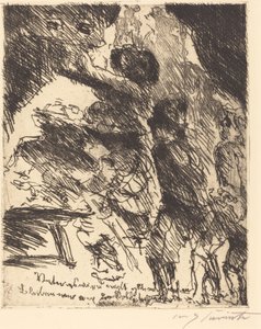 "Far, det här kommer inte bli bra, vi borde hålla oss borta från gänget av soldater" av Lovis Corinth