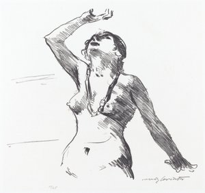 Naken kvinna försvara sig själv av Lovis Corinth