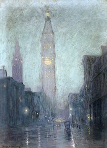 Madison Avenue at Twilight (pastell på brunt papper)