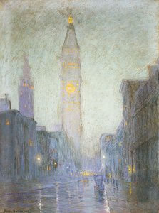 Madison Avenue at Twilight, ca 1911 (pastell på brunt papper)