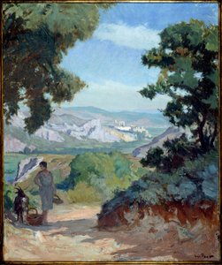 Rhodansk landskapsmålning av Joseph Loys Prat (1879-1934), 1900-talet.