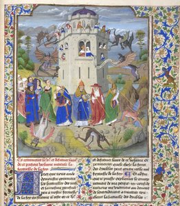 Trons fästning Miniatyr av de heliga Gregorius, Augustinus, Hieronymus och Ambrosius kämpar mot demoner, sent 1400-tal.