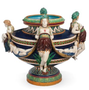 Stor Minton majolica jardiniere, ca 1870 (keramik)