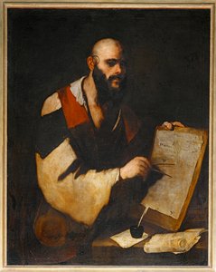 Philosophe tracant des figures geometriques avec un compas - En filosof som ritar geometriska figurer med en ...