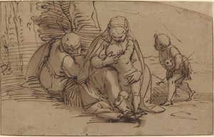 Helig familj med spädbarn Saint John av Luca Cambiaso