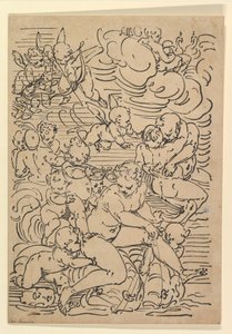 Amfitritens triumf, ca. 1550-1580. av Luca Cambiaso